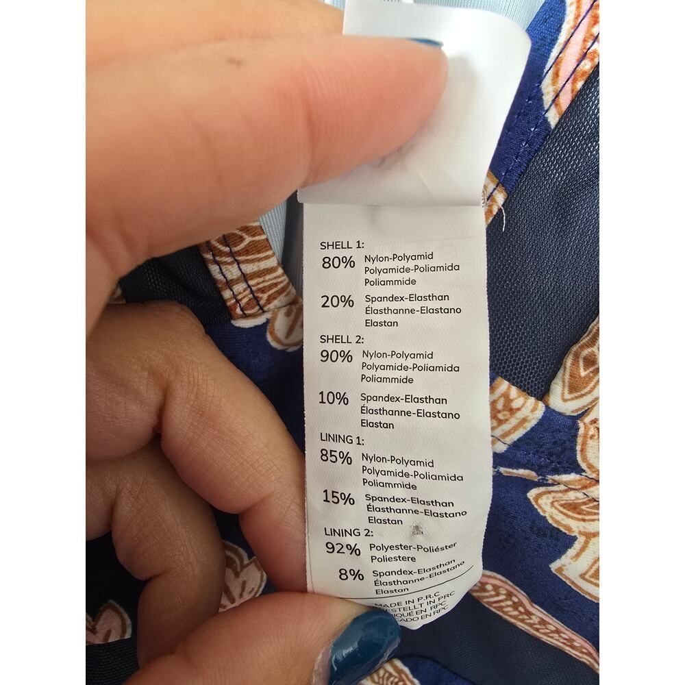 Cupshe Elegant Plus Size 3X Floral One Piece Swimsuit Blue V Neck Tummy Control - Picture 7 of 7